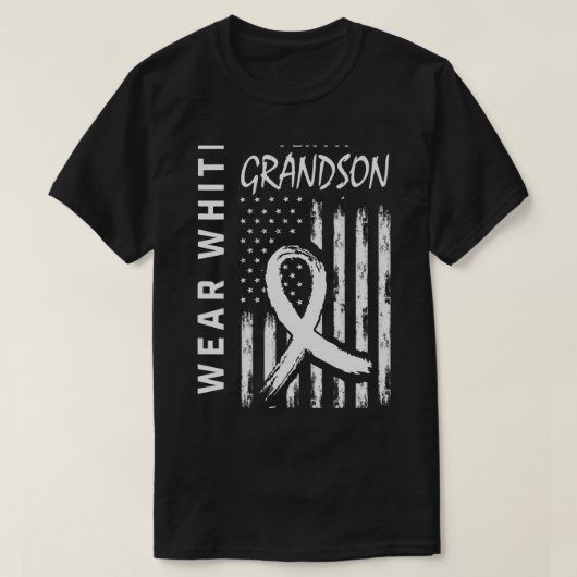 Ik Draag wit voor kleinzoon longkanker bewustzijn T-shirt (Design voorkant)