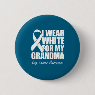 Ik draag wit voor mijn oma longkanker bewustzijn ronde button 5,7 cm