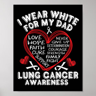 Ik Draag wit voor mijn vader hart longkanker bewus Poster