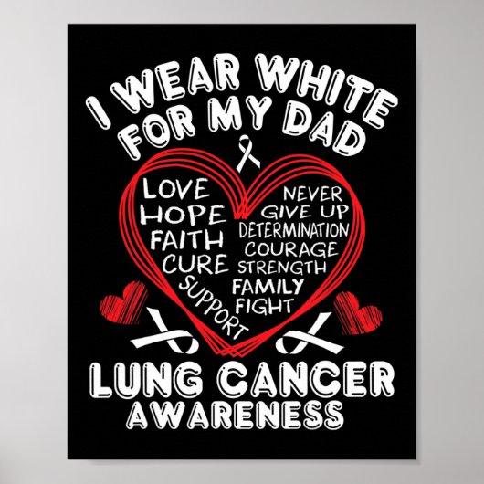 Ik Draag wit voor mijn vader hart longkanker bewus Poster (Voorkant)
