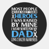 Ik Draag wit voor mijn vader longkanker bewustzijn Ronde Sticker (Voorkant)
