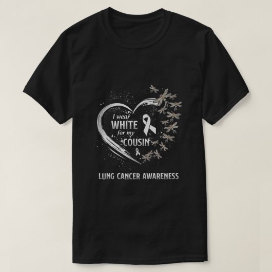 Ik Draag wit voor neef libel lint longkanker T-shirt (Design voorkant)