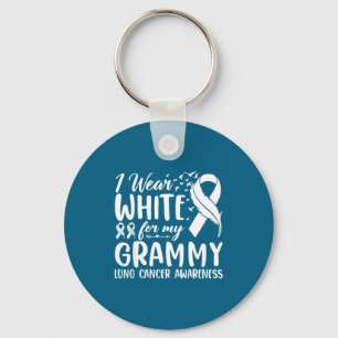 Ik draag witte Grammy longkanker bewustzijn Sleutelhanger