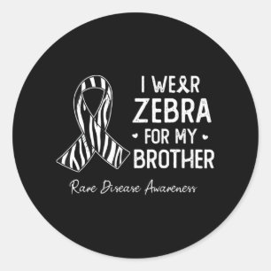 Ik draag Zebra voor mijn broer Rare Disease awaren Ronde Sticker
