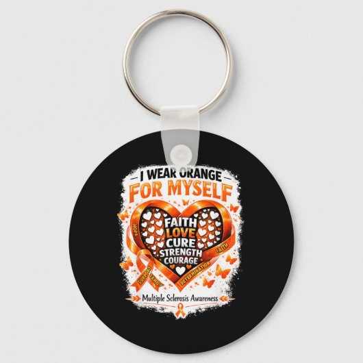 Ik draag zelf oranje MS Warrior Multiple Sclerose Sleutelhanger (Voorkant)