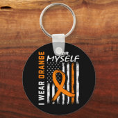 Ik Draag zelf Sinaasappel voor leukemie kankerprij Sleutelhanger (Voorkant)