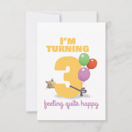 Ik draai 3 Gelukkige Verjaardagskaart RSVP Kaartje