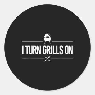Ik draai grills op BBQ grillen meester barbecue pa Ronde Sticker