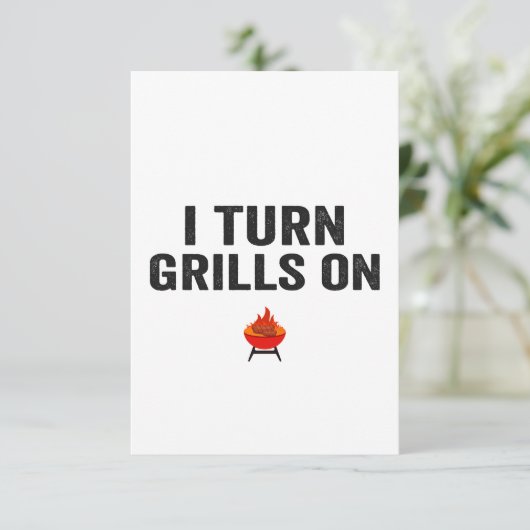 Ik draai Grills op Funny Barbecue Grilling Vader Bedankkaart (Staand voorkant)