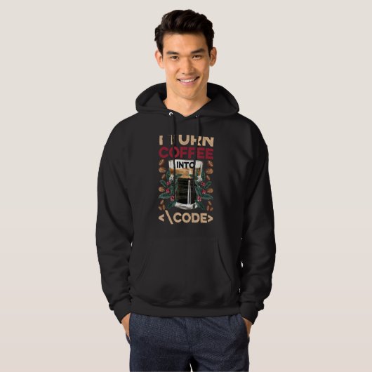 Ik draai Koffie in Code Fun Web Developers Coderin Hoodie (Voorkant volledig)