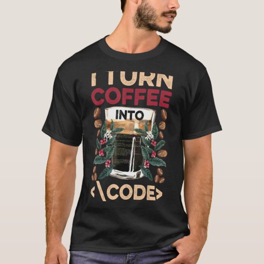 Ik draai Koffie in Code Fun Web Developers Coderin T-shirt (Voorkant)