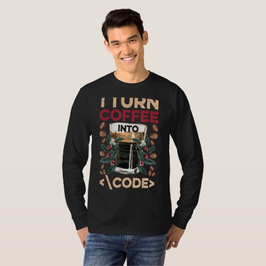Ik draai Koffie in Code Fun Web Developers Coderin T-shirt (Voorkant volledig)