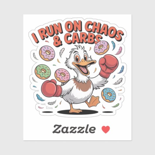 Ik draai op chaos en koolhydraten Grappige eend Sticker (Vel)