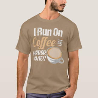 Ik draai op koffie en horrorfilms vriend vintage t-shirt