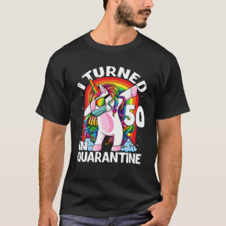 Ik draaide 50 in Quarantine Dabbing Unicorn 50th B T-shirt