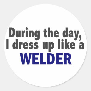 Ik dress op als een lasser ronde sticker