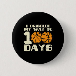 Ik dribbelde mijn weg 100 dagen basketbal 100e sch ronde button 5,7 cm