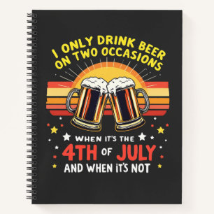 Ik Drink alleen in twee gevallen Grappig 4 juli Notitieboek