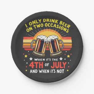 Ik Drink alleen in twee gevallen Grappig 4 juli Papieren Bordje
