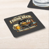 Ik Drink Bier en Gril Dingen Onderzetter (Schuin)