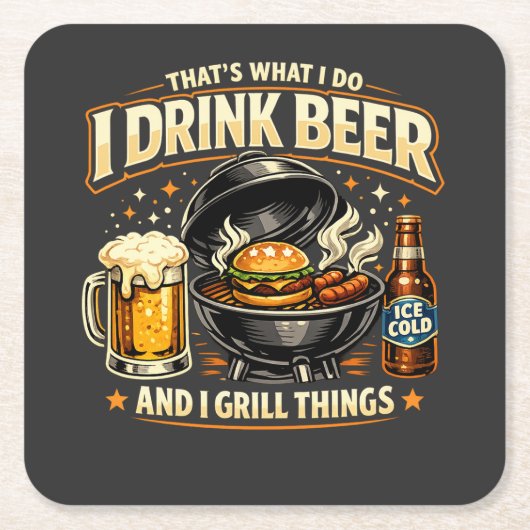 Ik Drink Bier en Gril Dingen Onderzetter (Voorkant)