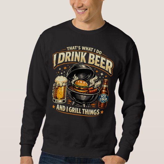 Ik Drink Bier en Gril Dingen T-shirt (Voorkant)