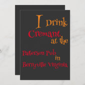 Ik drink Cremant in de Patterson Pub  Kaart (Voorkant / Achterkant)