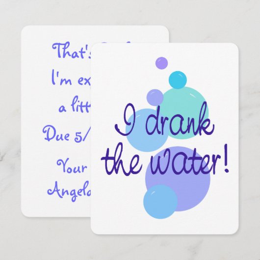 Ik Drink de aankondiging van de waterzwangerschap (Voorkant / Achterkant)