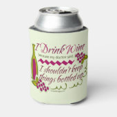 Ik Drink de citaat van de grappige wijn Blikjeskoeler (Blikje Achterkant)