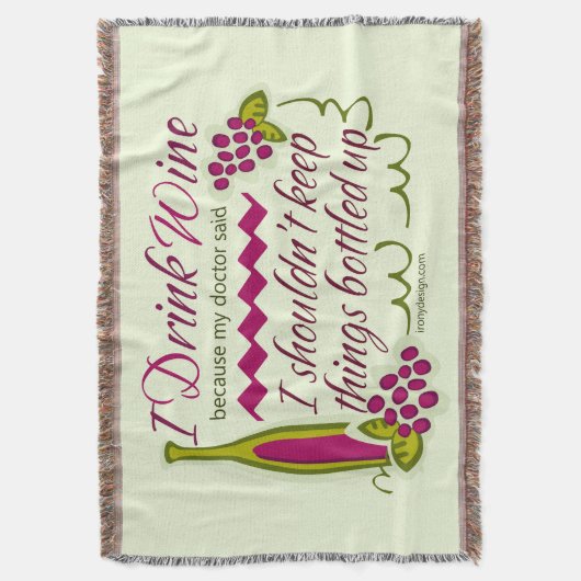 Ik Drink de citaat van de grappige wijn Deken (Voorkant Verticaal)