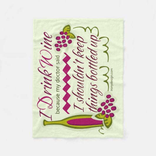 Ik Drink de citaat van de grappige wijn Fleece Deken (Voorkant)