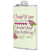 Ik Drink de citaat van de grappige wijn Heupfles (Links)