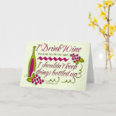 Ik Drink de citaat van de grappige wijn Kaart (Gele Bloem)