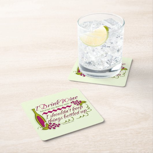 Ik Drink de citaat van de grappige wijn Kartonnen Onderzetters (Insitu)