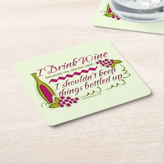 Ik Drink de citaat van de grappige wijn Kartonnen Onderzetters (Schuin)