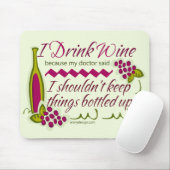 Ik Drink de citaat van de grappige wijn Muismat (Met muis)