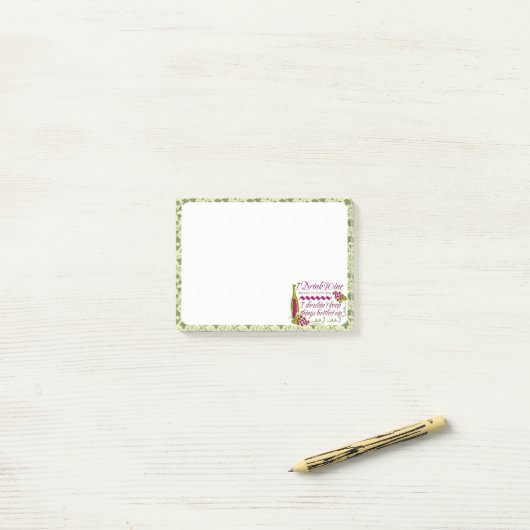 Ik Drink de citaat van de grappige wijn Post-it® Notes (Op bureau)