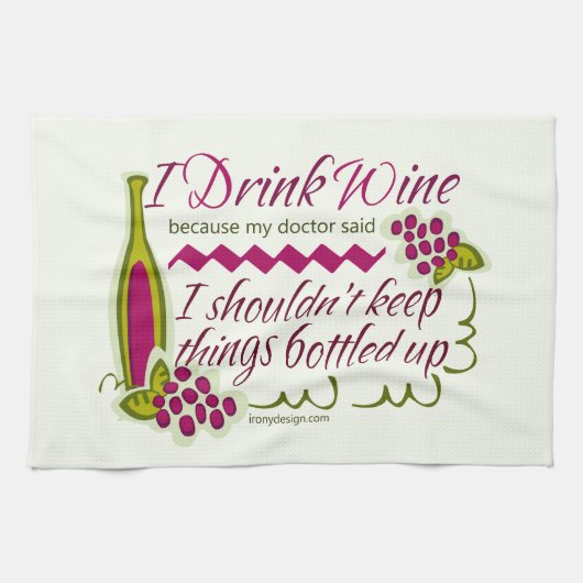 Ik Drink de Wijn Funny Quote Design Hand Towel Theedoek (Horizontaal)