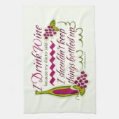 Ik Drink de Wijn Funny Quote Design Hand Towel Theedoek (Verticaal)