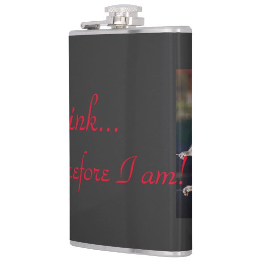 Ik drink, dus ik ben! heupfles (Links)