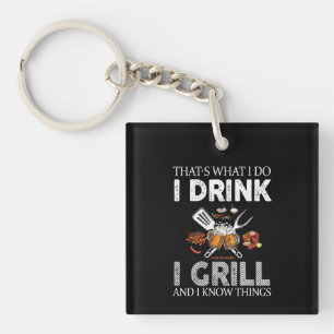 Ik Drink en grill Food Custom Cadeft Sleutelhanger