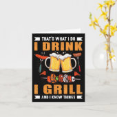 Ik Drink Ik Grill Funny BBQ Grillmaster Kaart (Gele Bloem)
