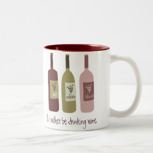 Ik drink liever wijn tweekleurige koffiemok