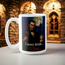 “Ik Drink Nooit… Wijn” Vampier Horror Humor Koffiemok