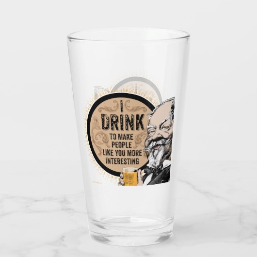 Ik Drink (om je interessanter te maken) Glas (Achterkant)