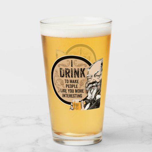 Ik Drink (om je interessanter te maken) Glas (Voorkant gevuld)