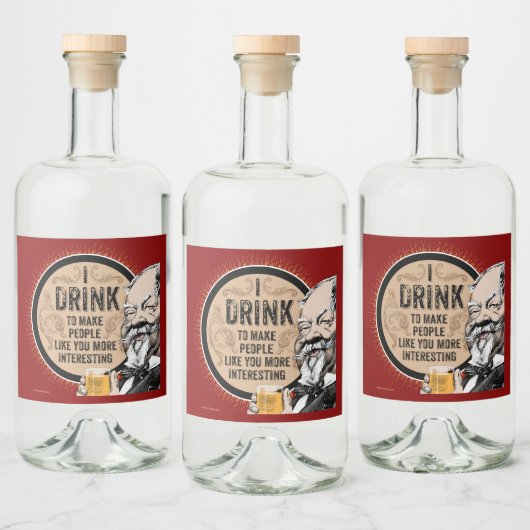 Ik Drink (om je interessanter te maken) Likeurfles Etiket (Flessen)