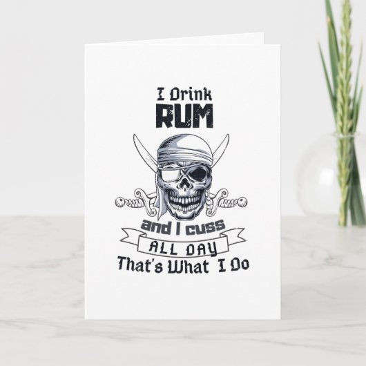 Ik Drink Rum Pirate Skull Funny Costume Kaart (Voorkant)