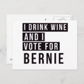 Ik Drink wijn en stem voor de Bernie-tekst Briefkaart (Voorkant / Achterkant)