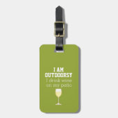 "Ik Drink wijn op mijn patio" Grappig Bagagelabel (Voorkant verticaal)